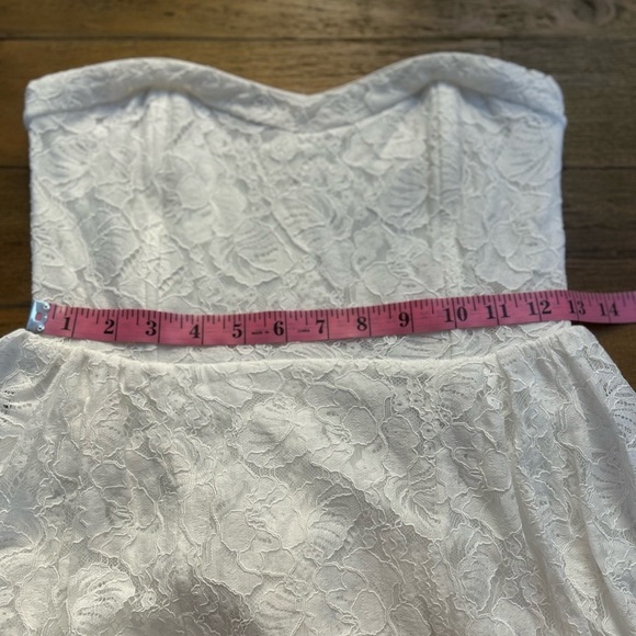 LULUS Curated Charm White Lace Strapless Bustier High-Low Dress BRIDAL - Picture 8 of 12